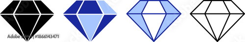 Different designs of a diamond shape logo with variations in color and outline displayed in a row
