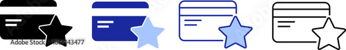 Different versions of an icon showing cards with stars displayed side by side in various colors
