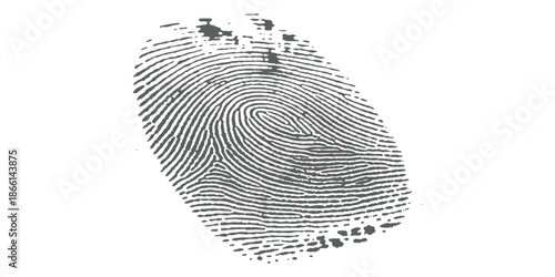 Distinctive human fingerprint for identity verification, security isolated on white background