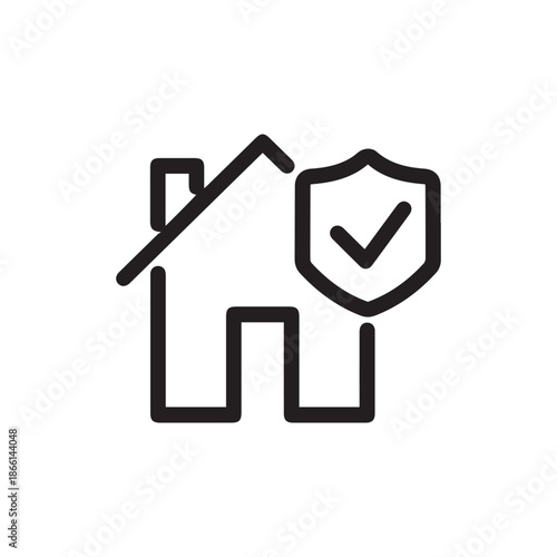 Home Security Locked House and Padlock Icon
