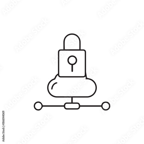 Cyber security data protection insurance business web access vector icon . Shield, lock, key wifi, cloud.
