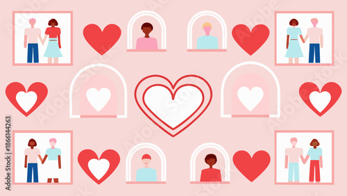 Heartfelt connections and love relationships illustrated