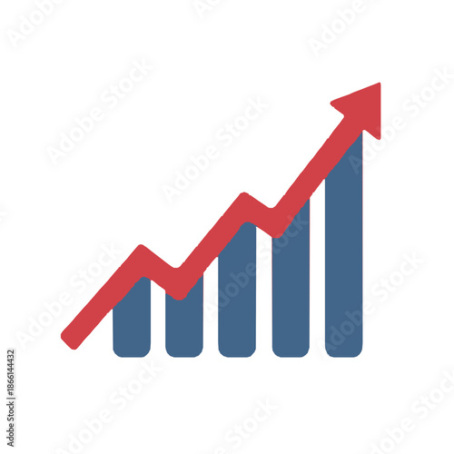 Increasing business graph with rising red arrow vector illustration, flat design Free Download Increasing business graph with rising red arrow vector illustration, flat design - GFXLoad