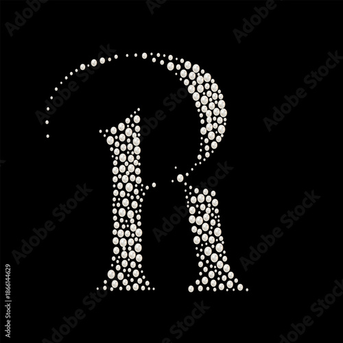 Capital Letters R of English alphabet. luxury and elegant font glamour french style