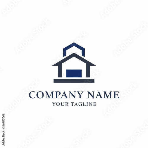 Modern minimalist house logo design with abstract architectural elements.