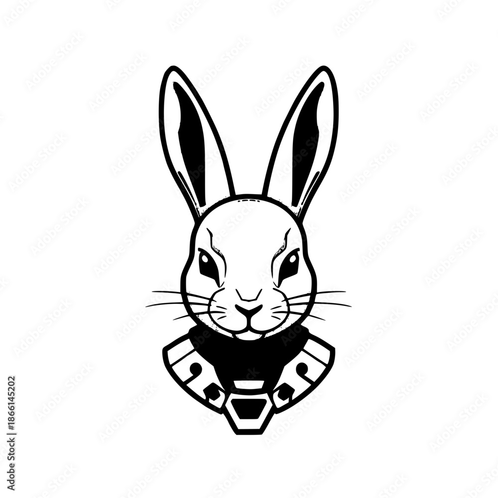 Fototapeta premium Rabbit wearing knight armor vector illustration