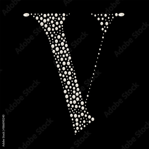 Capital Letters of English alphabet romantic with pearls