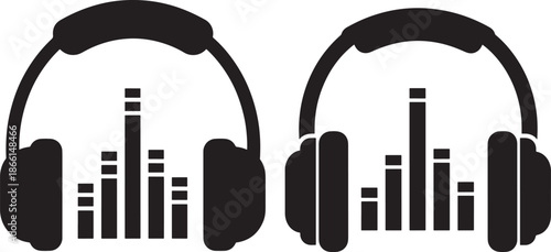 Music headphone Silhouette with equalizer graphic