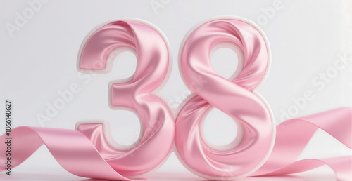 March 8 Women's Day Pink Ribbon Art Text Background