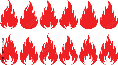 Vibrant red flame stickers or graphics