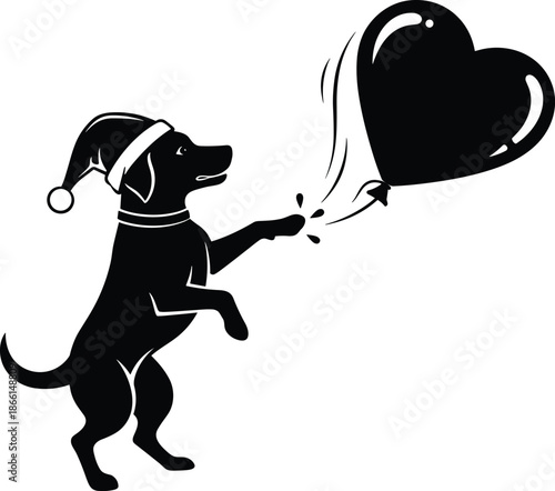 A funny cartoon illustration of a smiling girl with her black puppy and a cute bunny heart character expressing love in a comic vector art style