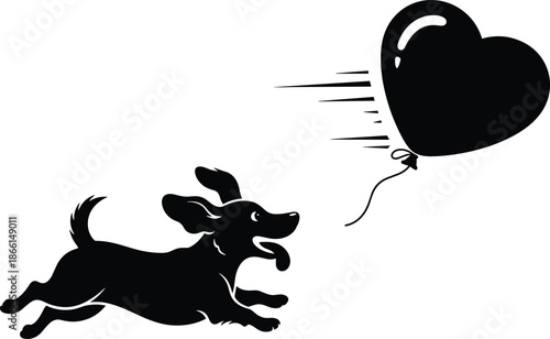 Cute vector art illustration of a funny dog and cat with a black and white rabbit character and a wild deer silhouette in a nature design