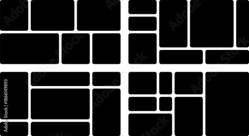 bento style layout of various arrangement set for web interface