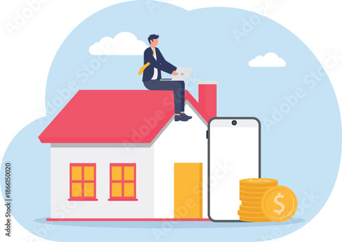 Illustrating of business activities and technology,