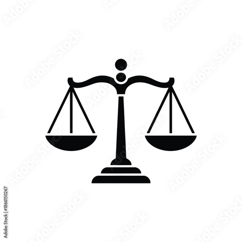 Black silhouette of a balance scale on a white background