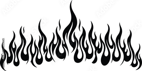 Black flame design on white background