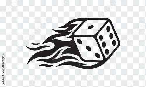 Flaming Dice Vector Icon. Dynamic Lucky Roll for Gambling, Casino Games, Success and Fortune Design Element