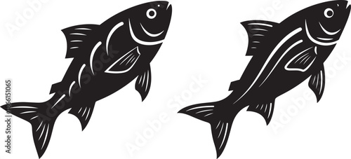 Two fish silhouette in ocean swimming around