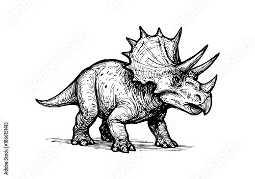 Triceratops hand drawn simple sketch vector illustration