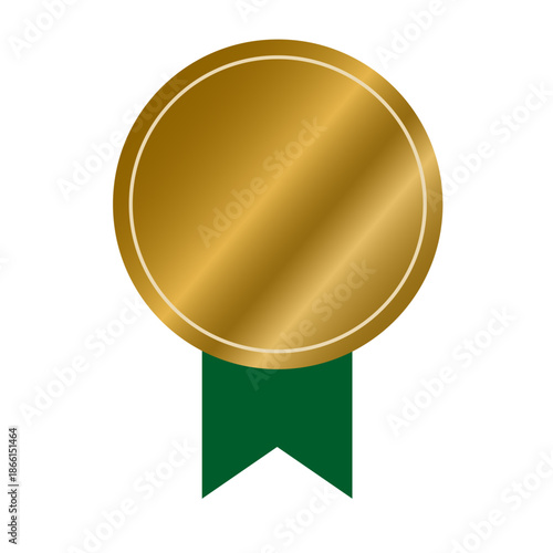 銅色のメダル風バッジと緑リボンのシンプルなアイコンデザイン