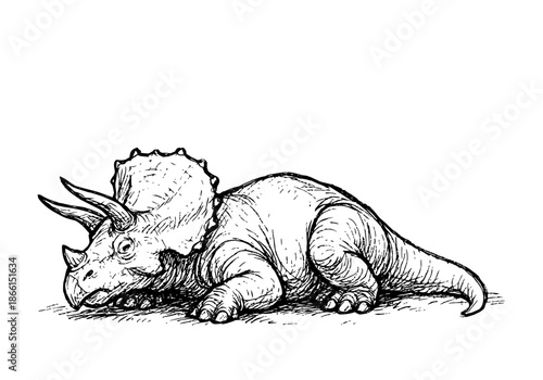 Triceratops hand drawn simple sketch vector illustration