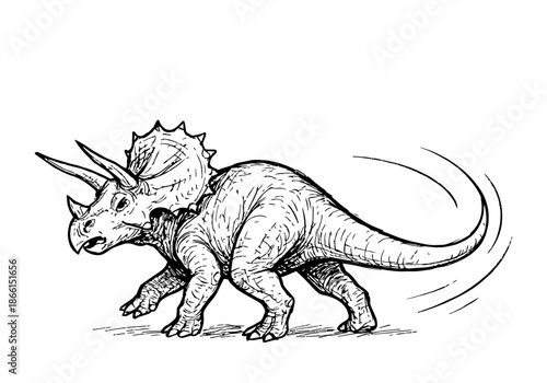 Triceratops hand drawn simple sketch vector illustration