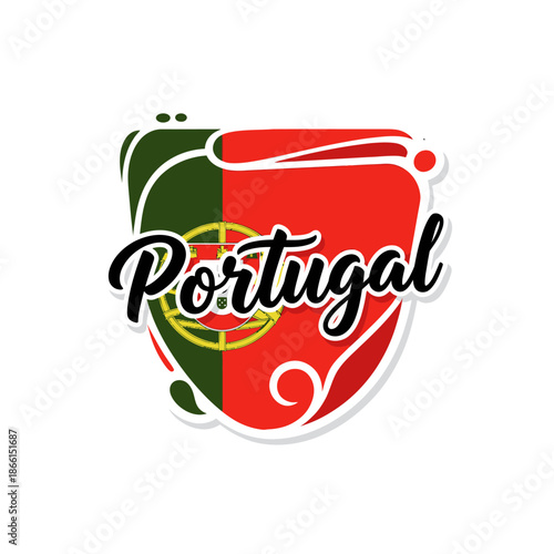 Creative Portugal National Flag Emblem with Artistic Design Elements for