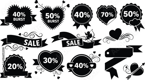 Vector set of premium vintage sale labels and retro shop tags featuring design elements like ribbons, badges, and stamps for a high quality collection of food and coffee signs