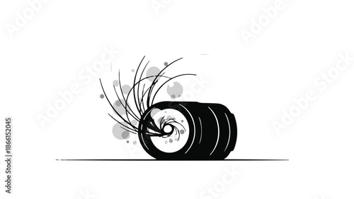 Camera lens with abstract flowing lines and circles, symbolizing creativity and inspiration.