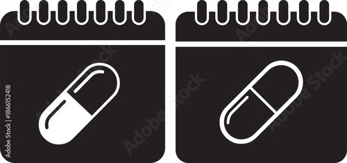 Daily medication intake silhouette with calendar