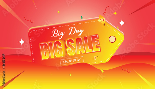 Big Sale banner with bold typography, glowing effects, and festive colors.