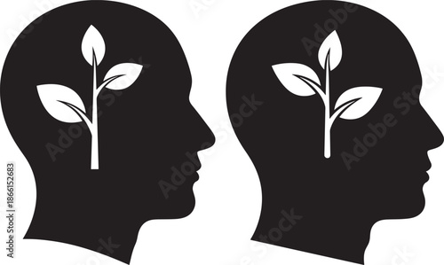 Growth inside head silhouette concept illustration