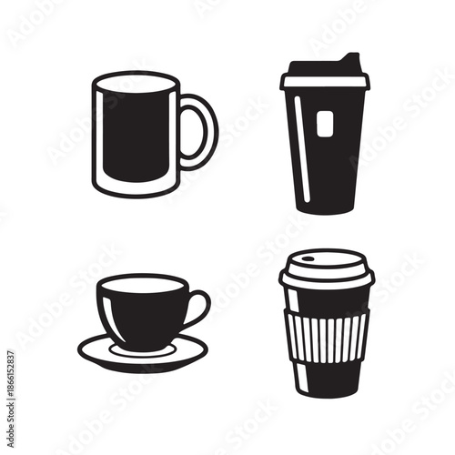 Set of modern coffee cup illustrations