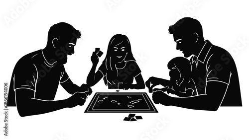 Family enjoying a board game together, creating happy memories indoors