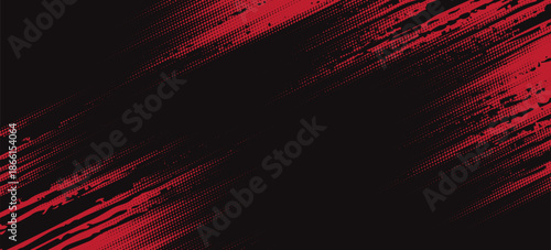 Black and red abstract grunge background with halftone style modern arts sport background abstract