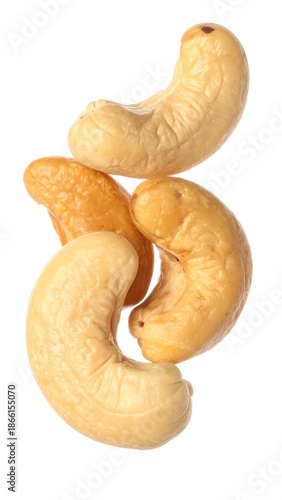 Pile of Cashews on White Background