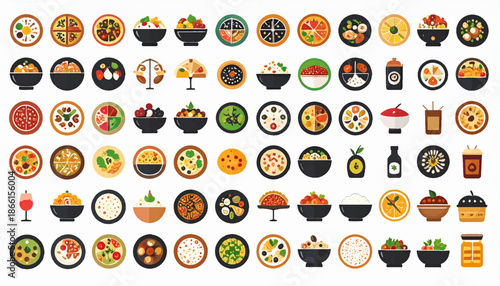 Minimal Food Icon Vector with clean flat design for UI UX and App Design