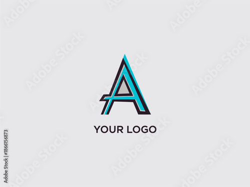 Modern Blue Letter A Logo Design.