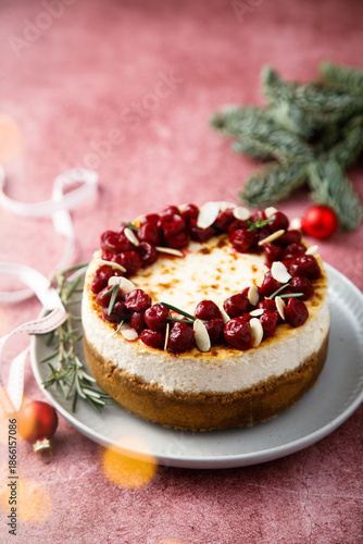 Wallpaper Mural Festive cheesecake with cherries Torontodigital.ca