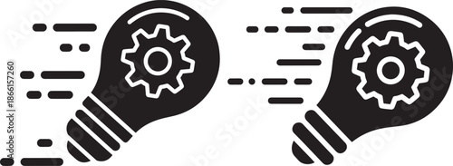 Light bulb with cogwheel Silhouette design idea