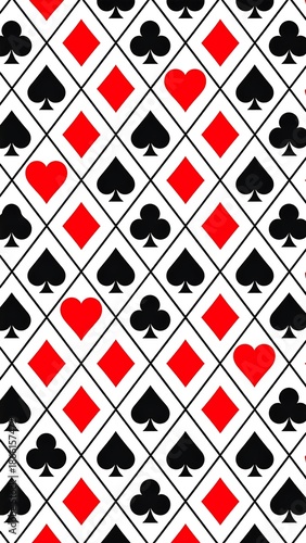 Playing Card Suit Pattern Black and Red Repeating Background