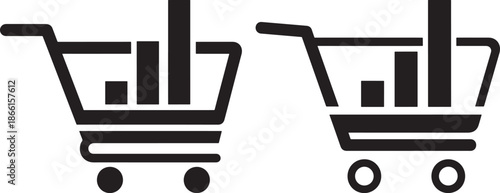 Shopping cart with graph chart data Silhouette