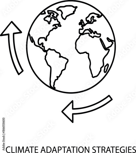 Climate adaptation strategies icon with earth globe and circular arrows