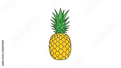 summer vector illustration of a single ripe pineapple