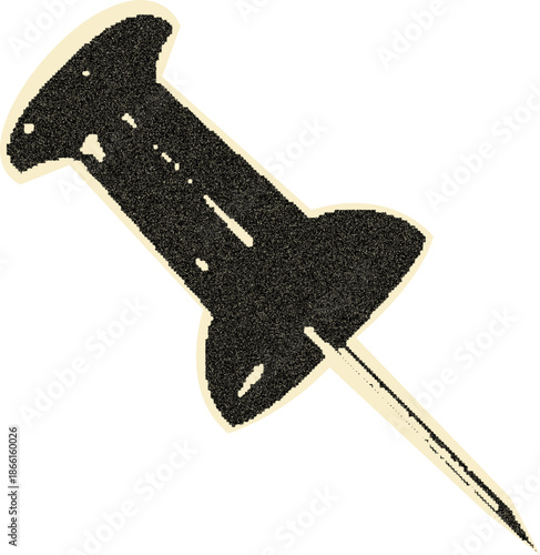 Textured thumbtack with vintage grain effect.