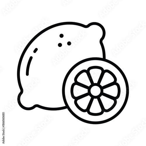 A trendy line icon of lemon citrus fruit, premium vector