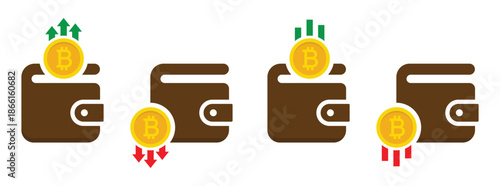Bitcoin wallet currency icon, vector illustration