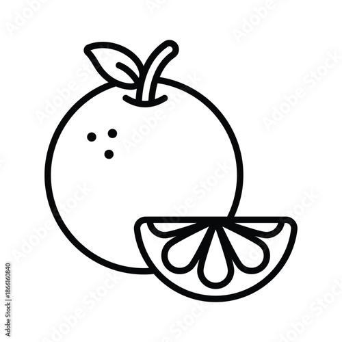 A visually engaging line icon of orange fruit