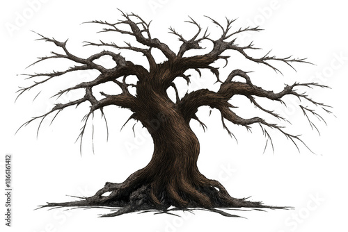 Wallpaper Mural Bare branches of old gnarled tree on transparent background, symbolizing death, fear, and halloween Torontodigital.ca