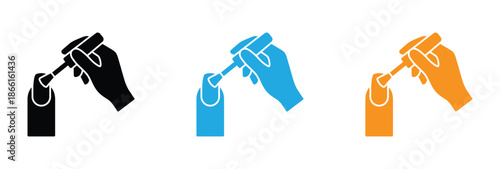 Nails icon vector design template. Hand beauty treatment icon, solid design of nail polish .